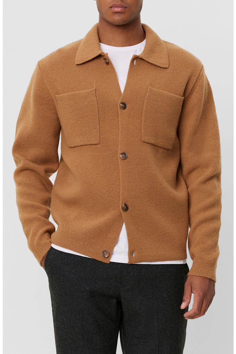 Fischer Milano Collar Merino Wool Cardigan, Main, color, TOBACCO BROWN