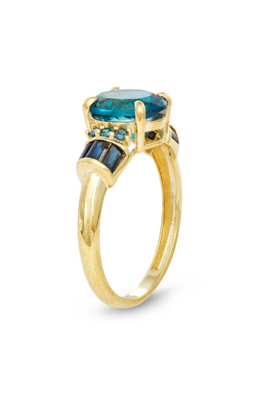 Shop Fuzion Creations London Blue Topaz & Sapphire Ring In Yellow