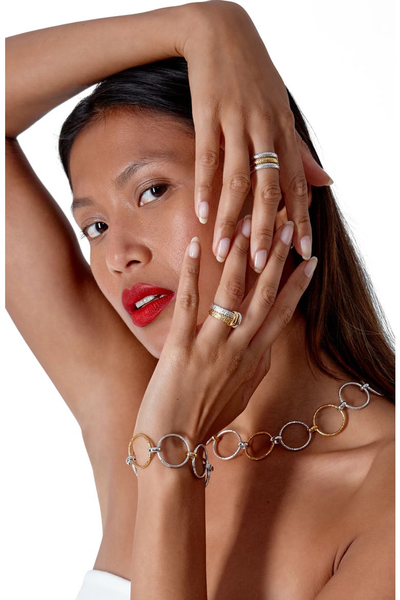 Multi Finish Hula Triple Ring, Alternate, color, Sterling Silver