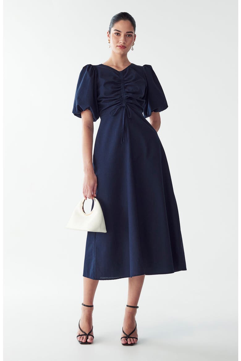 Shelly Midi Dress, Alternate, color, Navy Blue