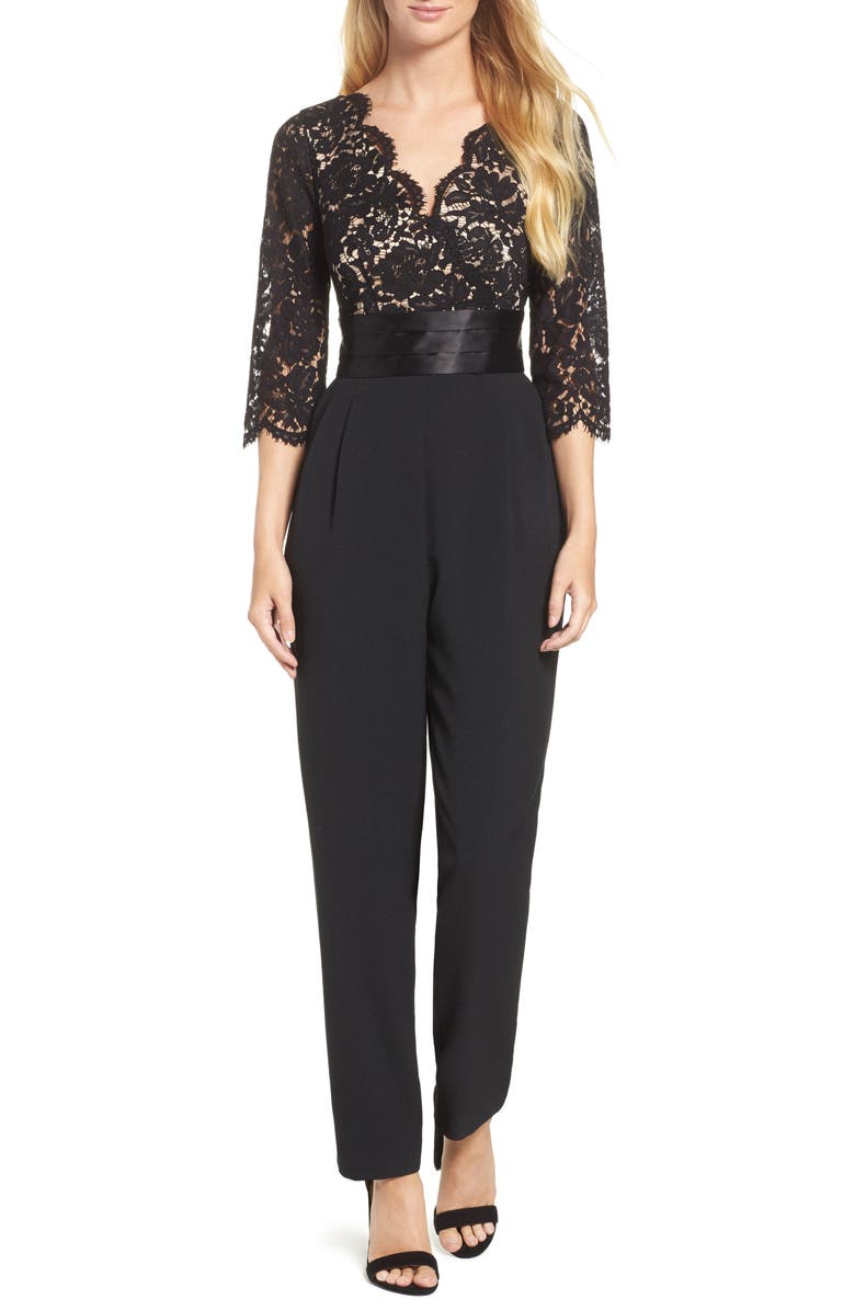 Eliza J Lace Bodice Jumpsuit, Main, color,
