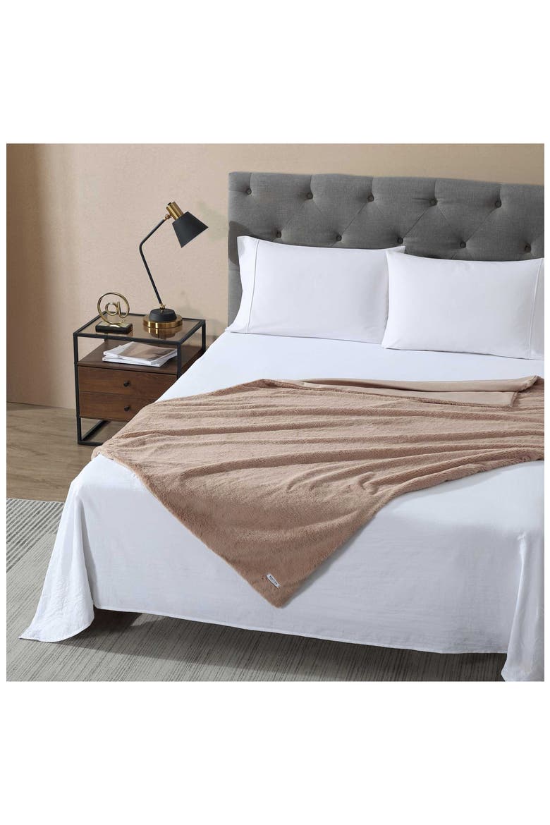 Faux Fur Throw Blanket, Alternate, color, BEIGE