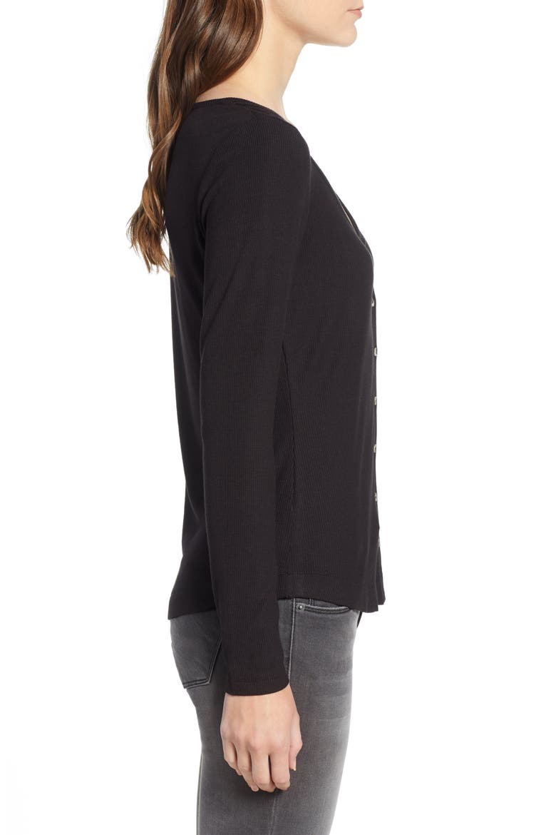 Button Front Top, Alternate, color, BLACK