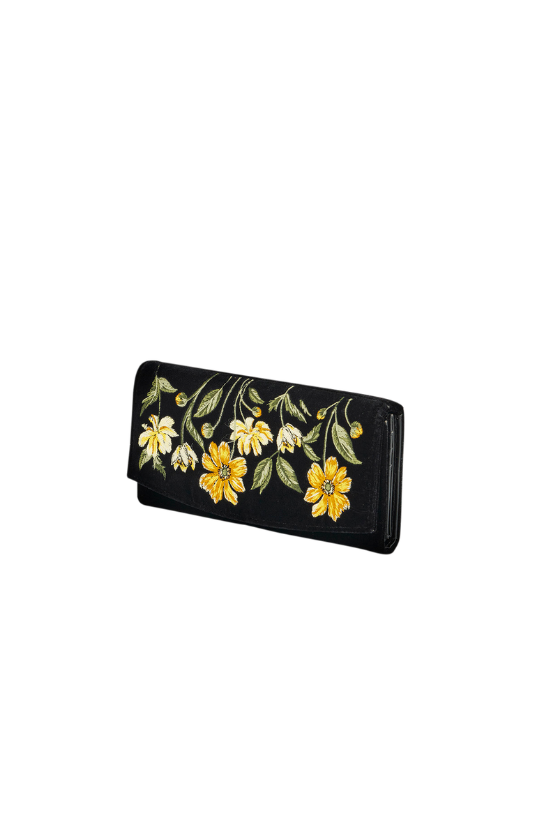 Fable England Botanical Velvet Embroidered Purse Large, Alternate, color, Black