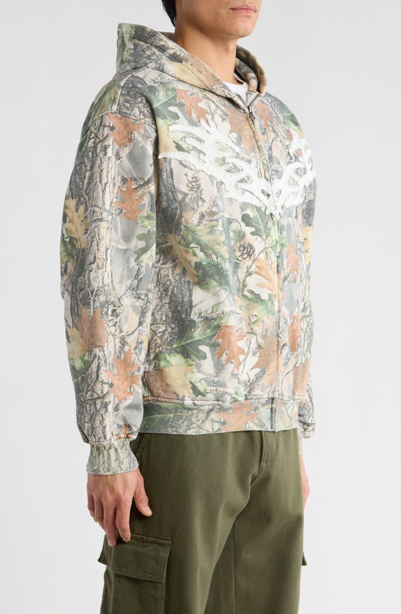 PacSun Chaos Appliqué Camouflage Zip Hoodie, Alternate, color, Green