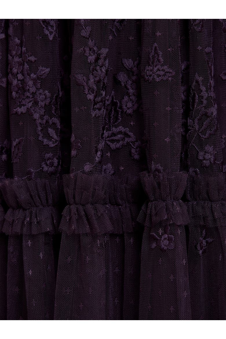 Autumn Lace Long Sleeve Ankle Gown, Alternate, color, Midnight