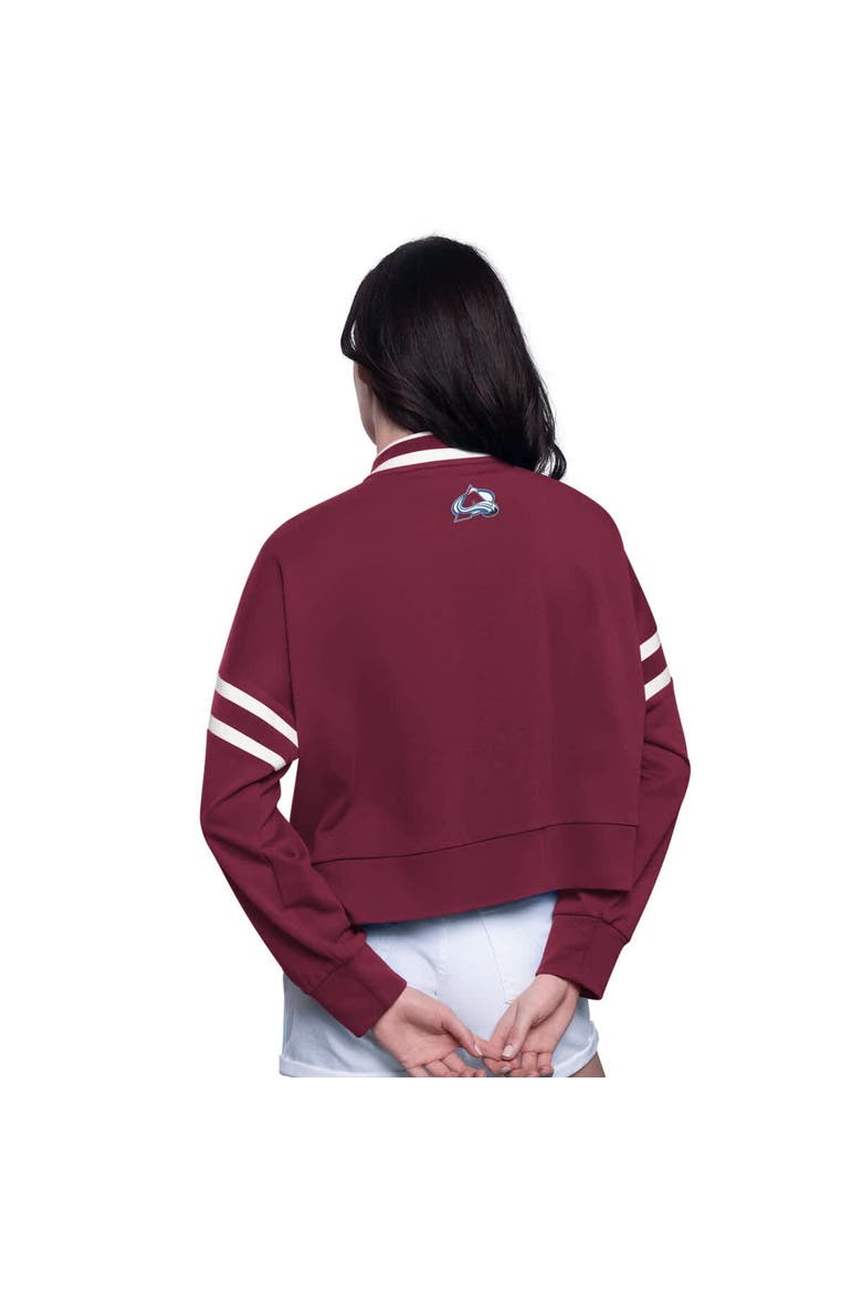 Women's Starter  Burgundy Colorado Avalanche Power Play Cropped Pullover Sweatshirt, Alternate, color, Burgundy