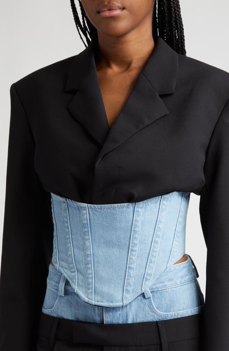 Dion Lee Float Mixed Media Crop Corset Blazer, Alternate, color, 