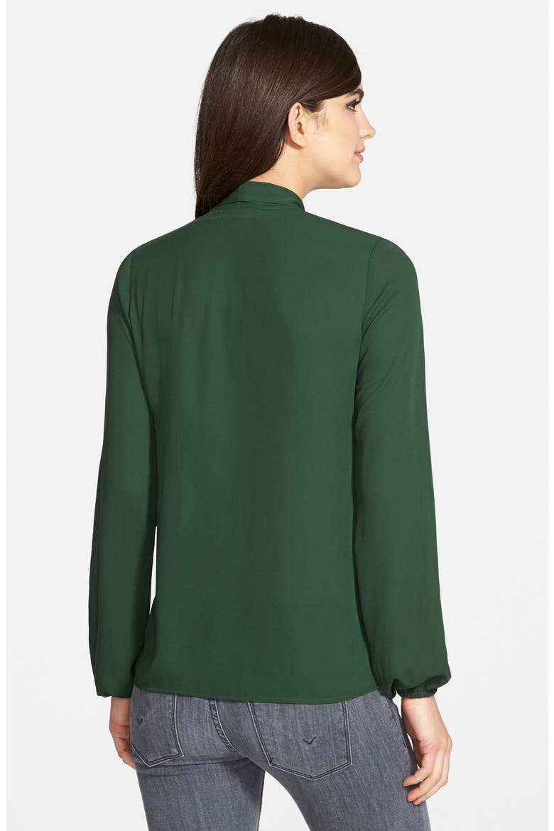 Long Sleeve Tie Neck Blouse (Nordstrom Exclusive), Alternate, color, GREEN SOLID