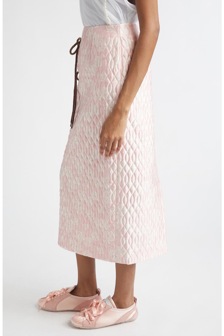 Quilted Floral Offset Pencil Skirt, Alternate, color, PINK/ BROWN