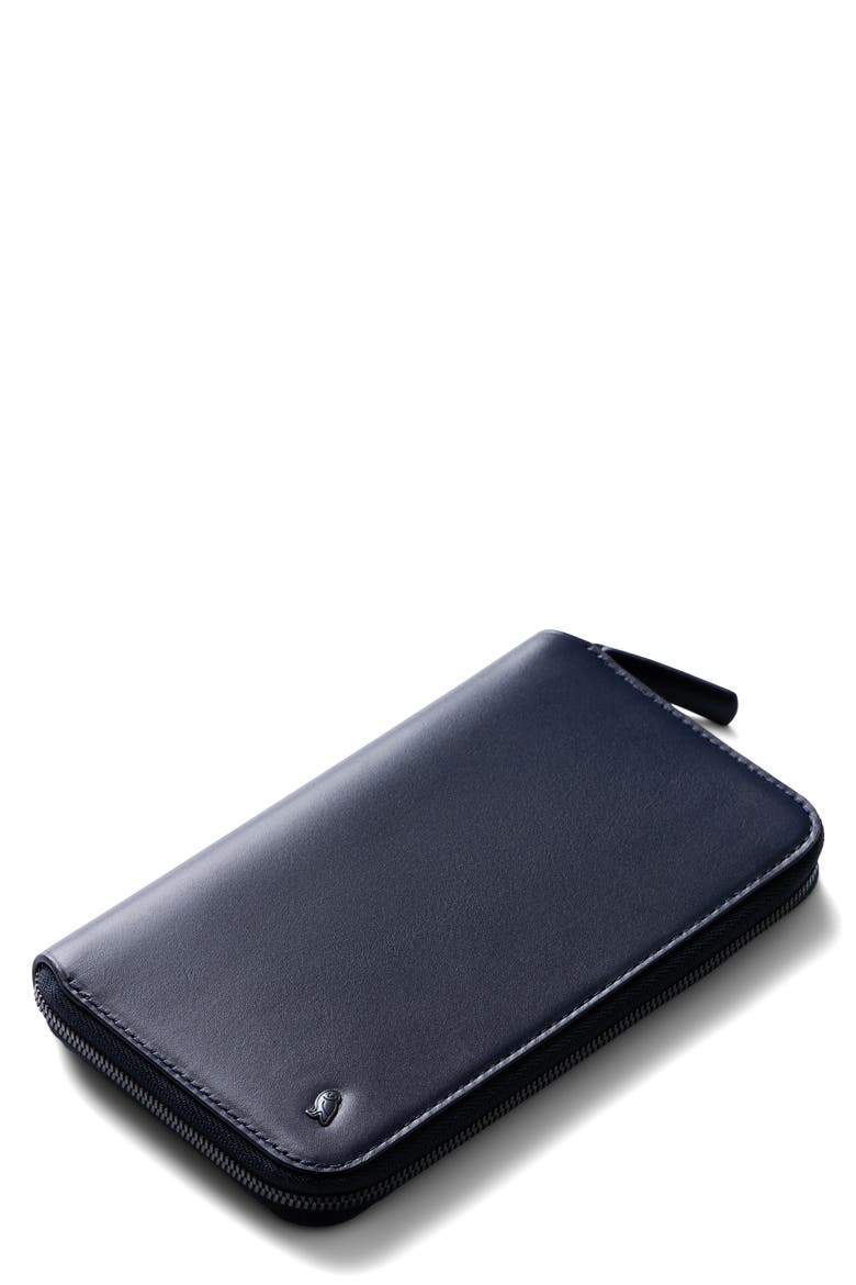 Leather RFID Travel Folio, Main, color, NAVY