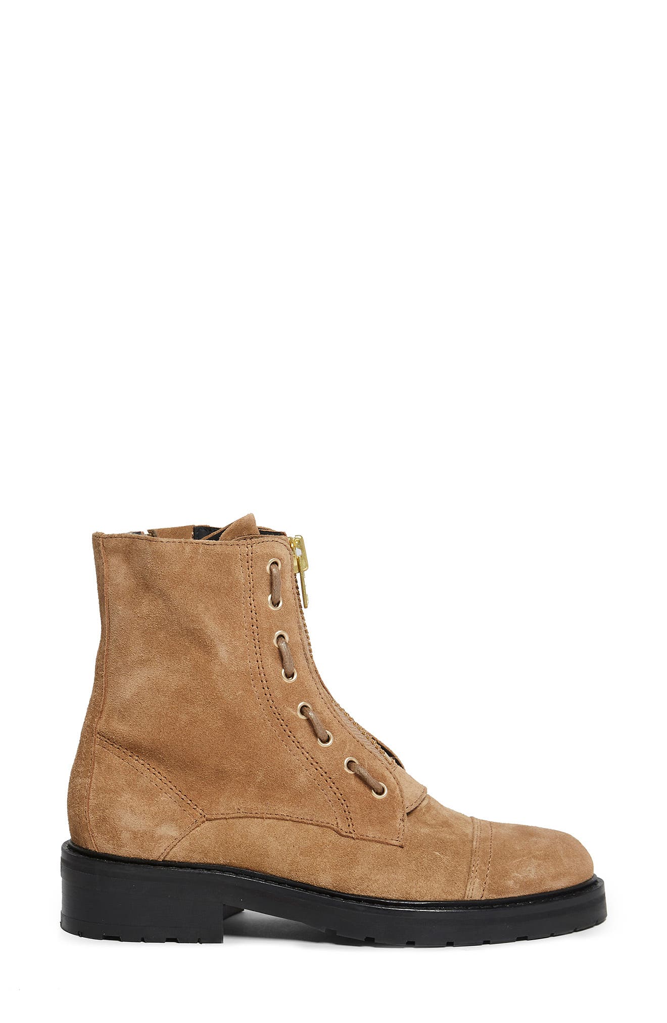 Ariel Top Zip Boot, Alternate, color, COGNAC SAND SUEDE