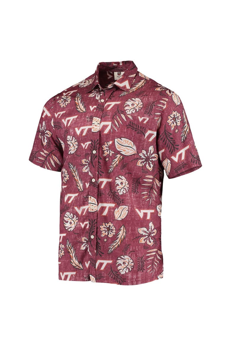 Men's Wes & Willy Maroon Virginia Tech Hokies Vintage Floral Button-Up Shirt, Alternate, color, Maroon
