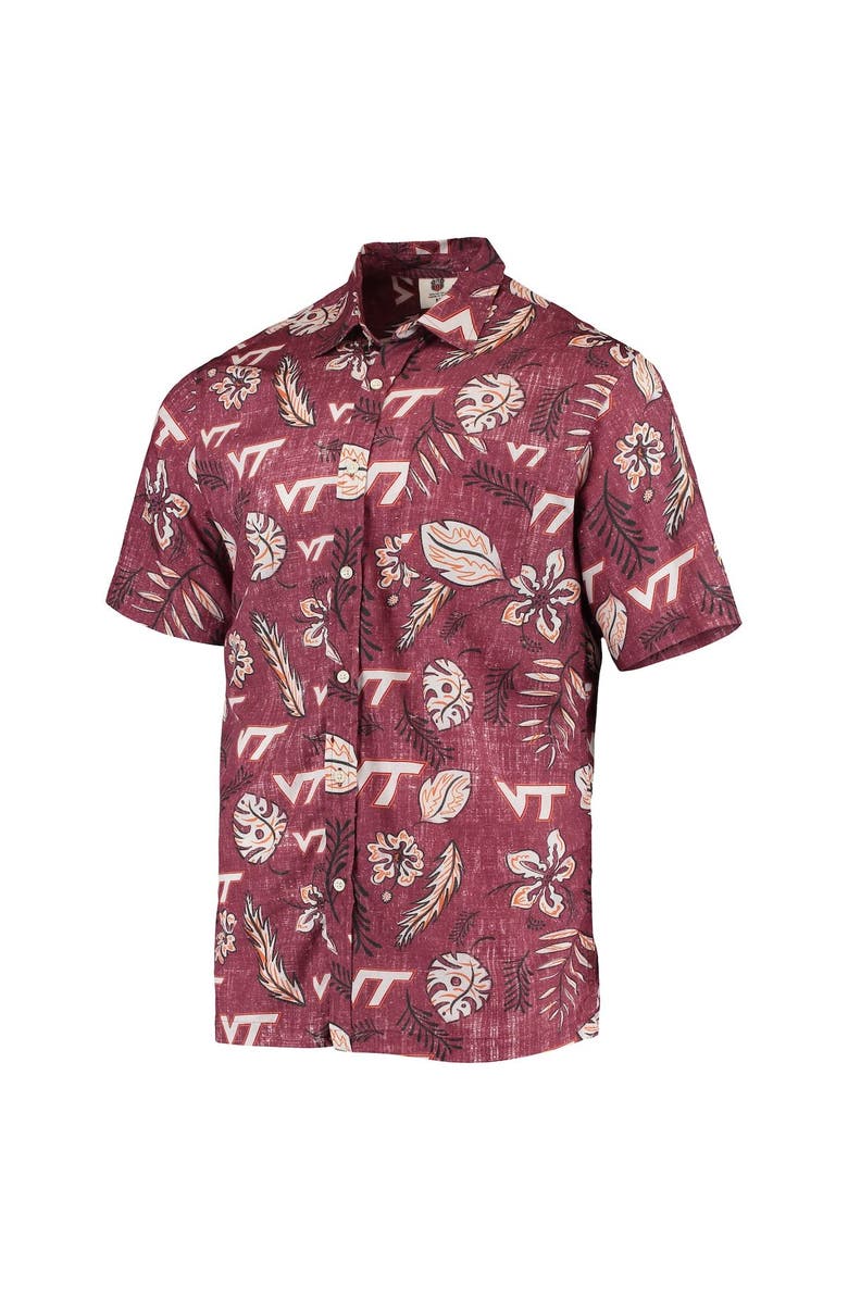 Wes & Willy Men's Wes & Willy Maroon Virginia Tech Hokies Vintage Floral Button-Up Shirt, Alternate, color,