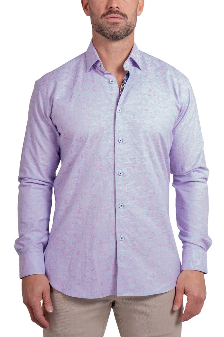 Fibonacci Ascension Contemporary Fit Button-Up Shirt, Main, color, PINK