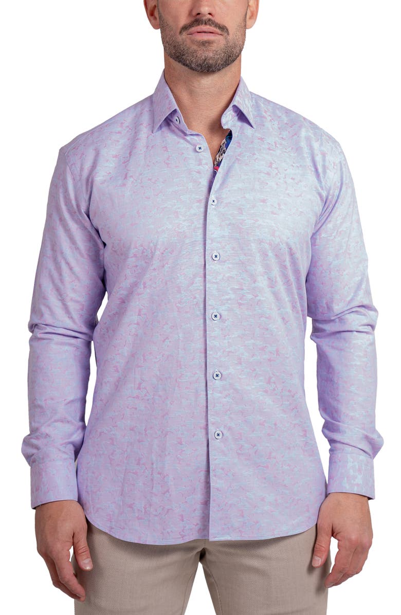 Maceoo Fibonacci Ascension Contemporary Fit Button-Up Shirt, Main, color, Pink
