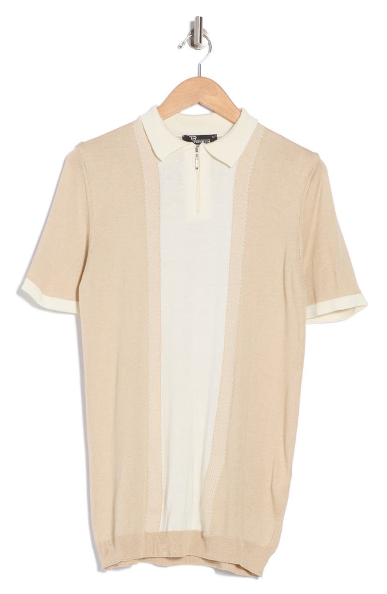 T.R. PREMIUM Slim Fit Sweater Knit Polo, Alternate, color, Sand