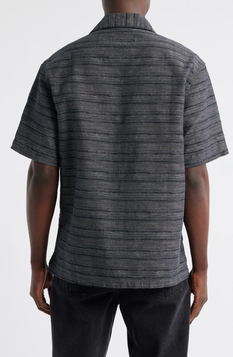 Carhartt Work In Progress Gellar Short Sleeve Cotton Jacquard Camp Shirt, Alternate, color, Gellar Stripe, Black (Rinsed)
