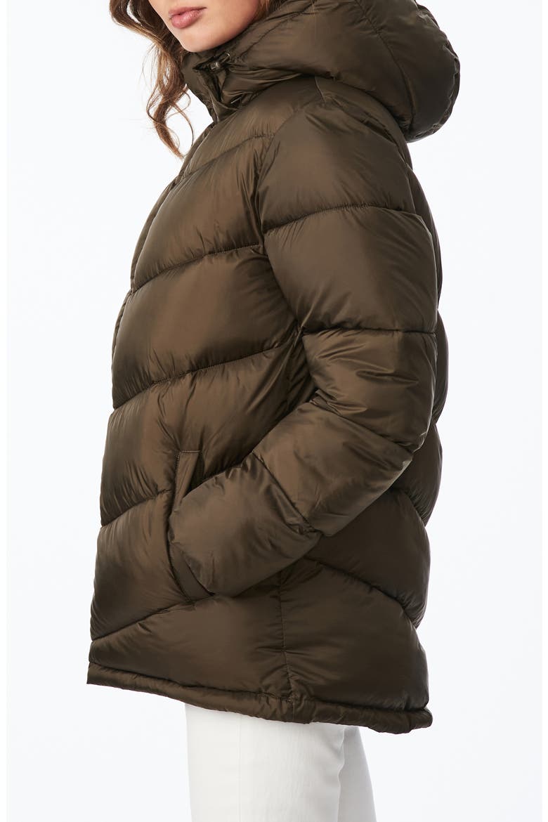 Chevron Quilted Water Resistant Puffer Coat, Alternate, color, DRIED BASIL