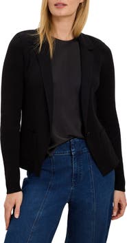 NIC+ZOE Knit Cotton Blend One-Button Blazer
