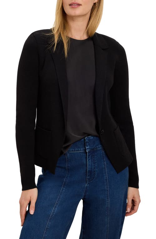 Nic + Zoe Nic+zoe Knit Cotton Blend One-button Blazer In Black Onyx