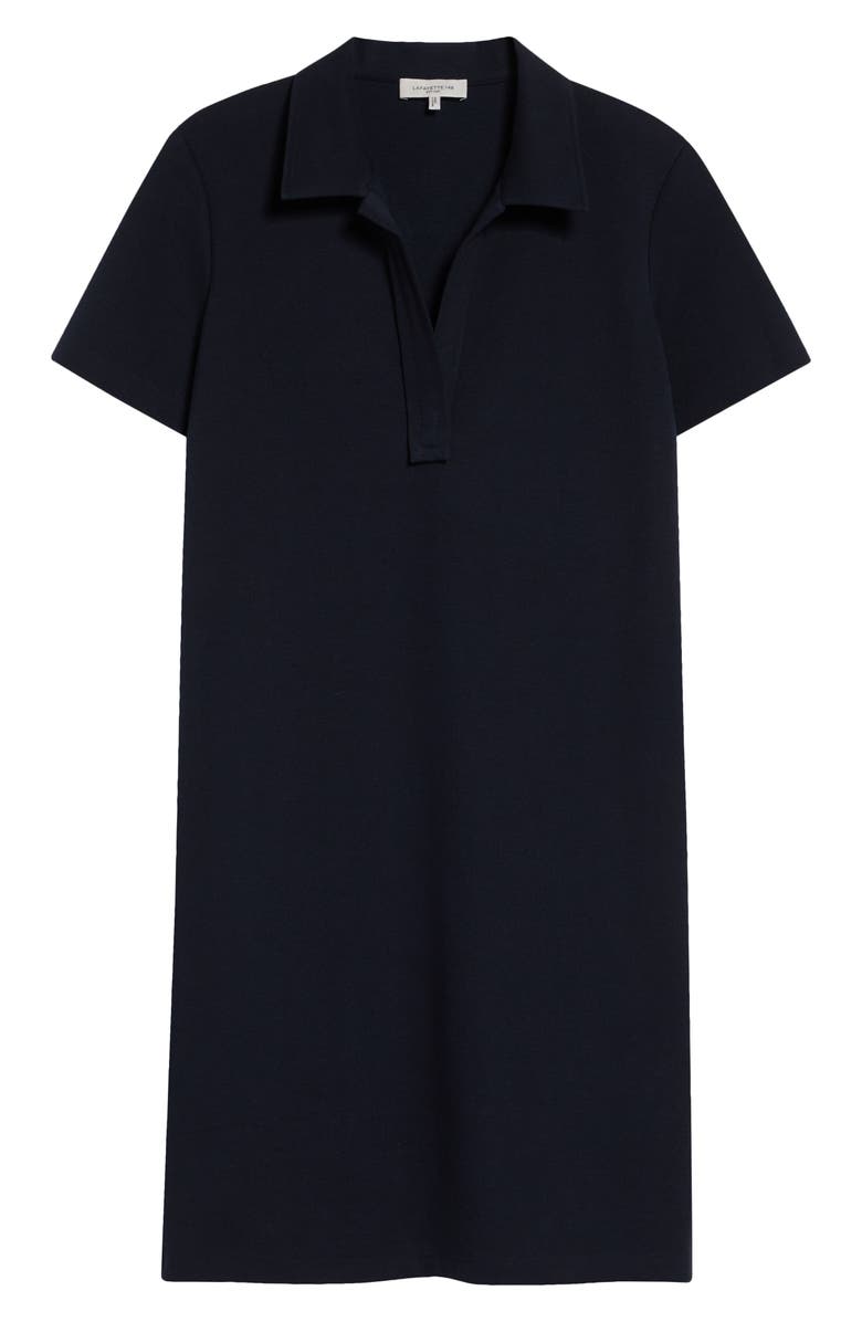 Lafayette 148 New York Cotton Blend Piqué Polo Shift Dress, Alternate, color, Ink