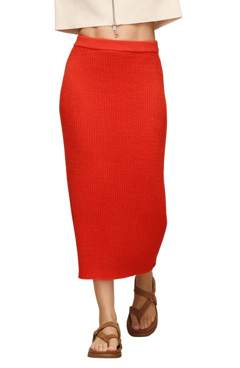 Chryston Rib Knit Midi Skirt (Regular & Plus)