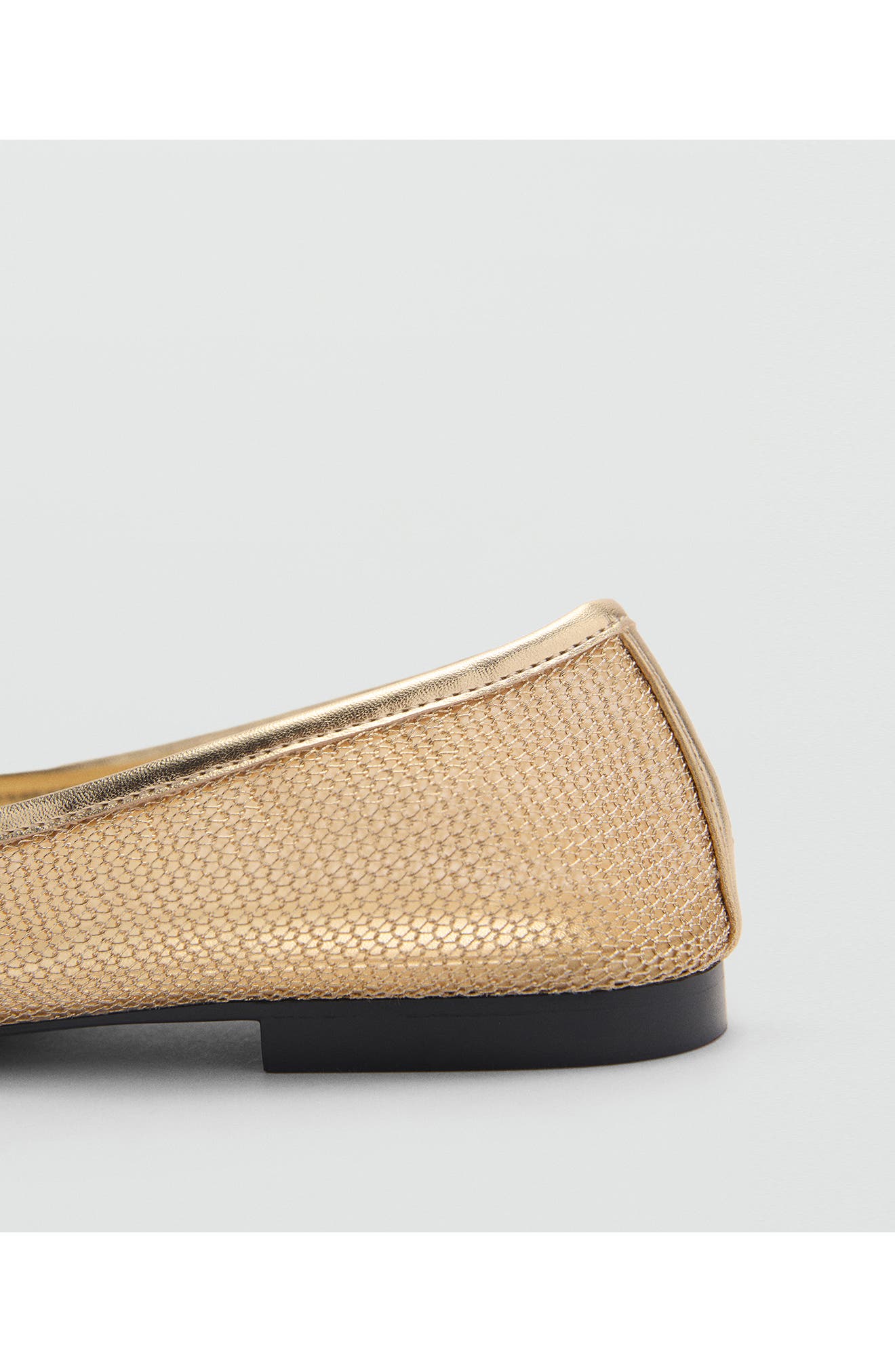 MANGO Mesh Ballerina Flat, Alternate, color, Gold