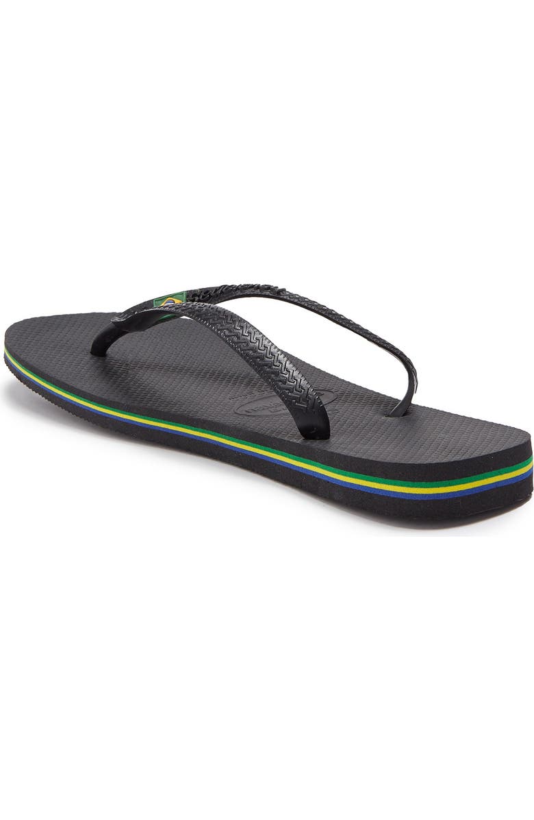 Havaianas Brazil Stripe Flip-Flop, Alternate, color, Black