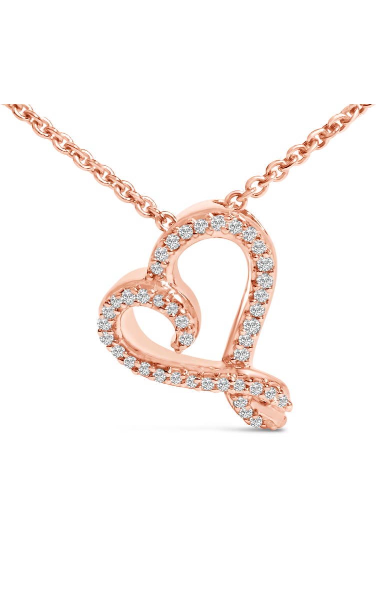 Haus of Brilliance 14k Rose Gold Plated Silver 1/10 Cttw Diamond Open Heart Pendant Necklace, Alternate, color, White Gold Over Silver
