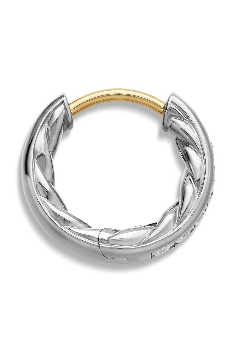 Sculpted Cable Pavé Diamond Huggie Hoop Earrings, Alternate, color, STERLING SILVER/ DIAMOND