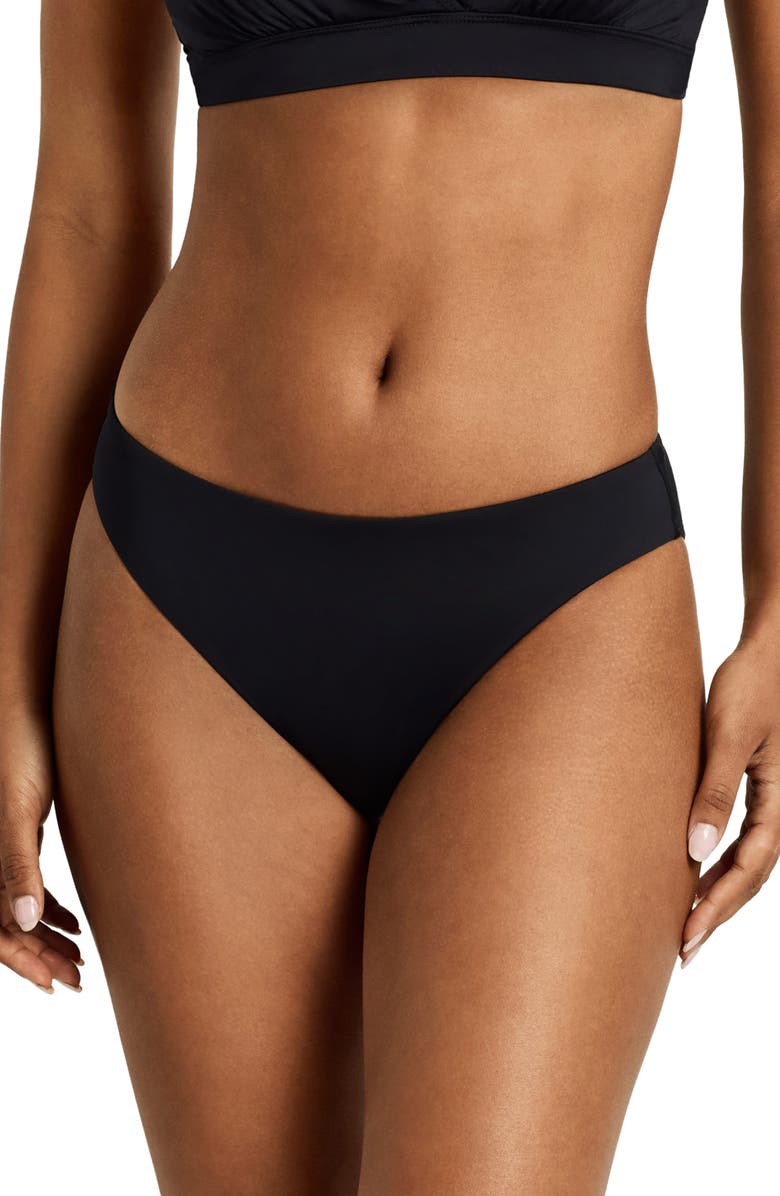 Lauren Ralph Lauren Curved Waist Bikini Bottoms, Main, color, Black