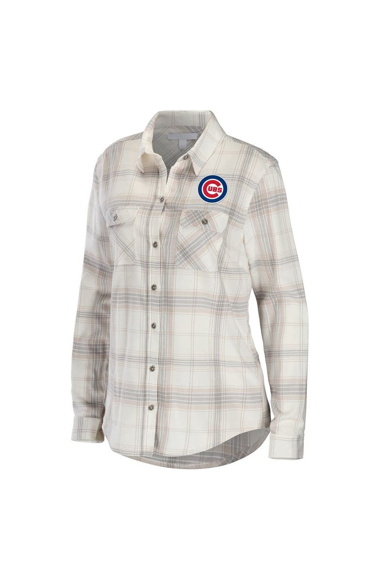 WEAR by Erin Andrews Women's WEAR by Erin Andrews Gray/Cream Chicago Cubs Flannel Button-Up Shirt, Alternate, color, Gray