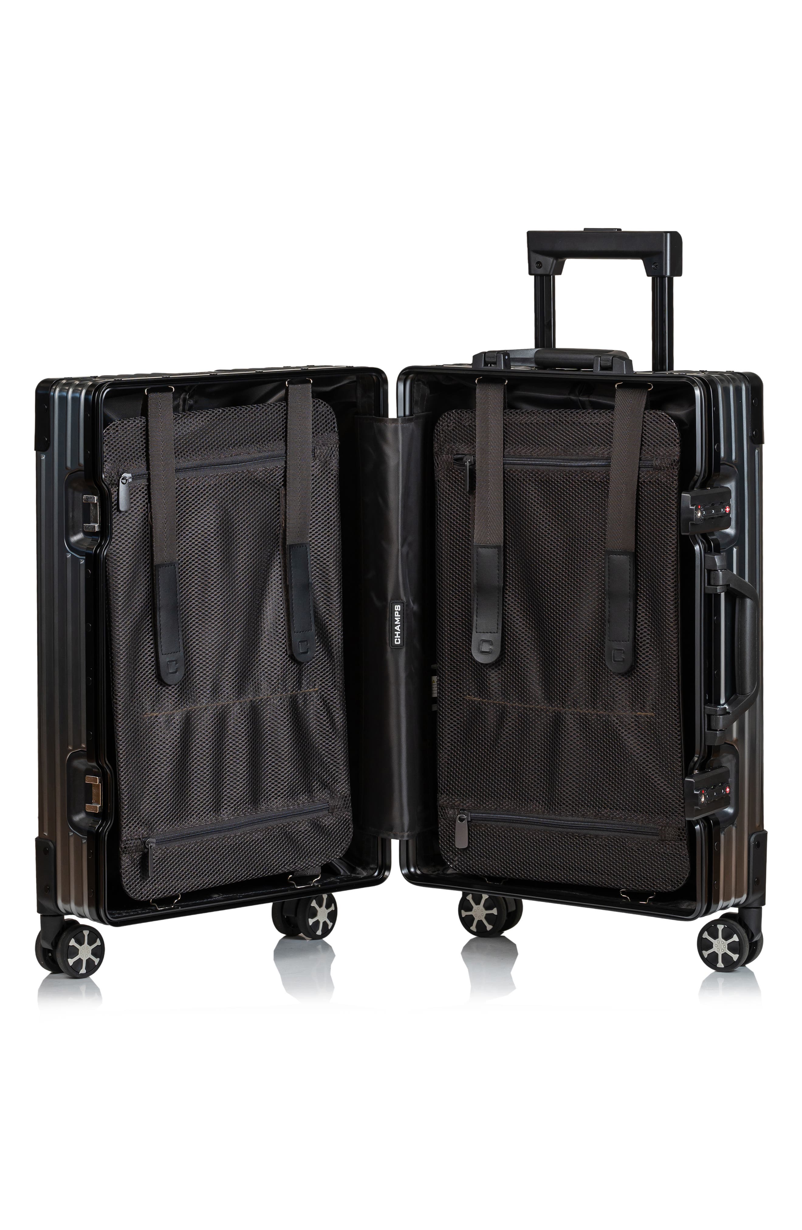 CHAMPS Aluminum Hardside Spinner Suitcase Carry-On, Alternate, color, Grey