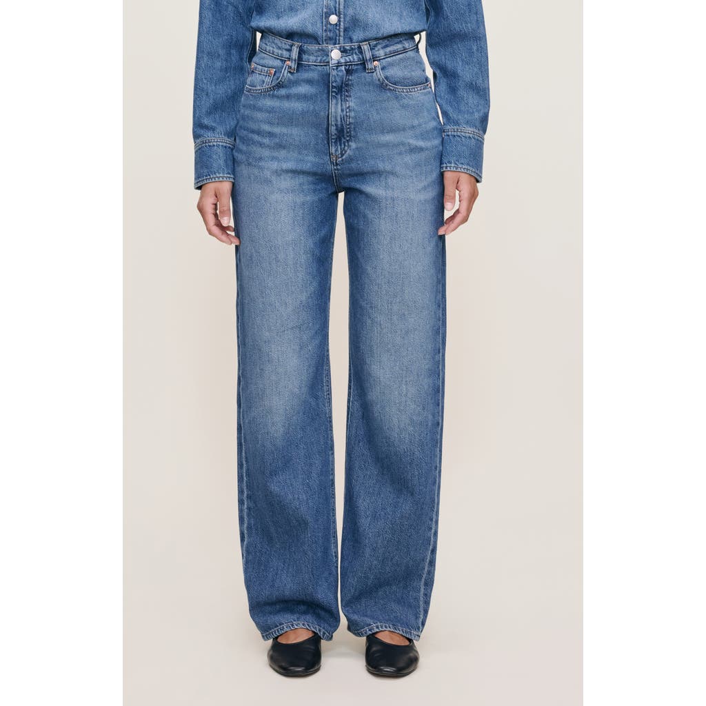 Dl1961 Karmine Refined Wide Leg Sculptsystem High Rise Jeans In Lapis In Blue