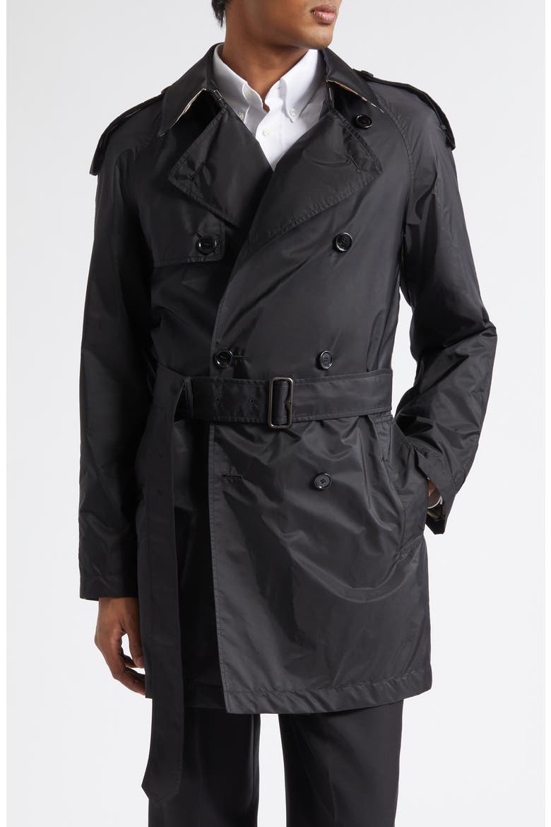 Midlength Nylon Leadenham Trench Coat, Main, color, BLACK