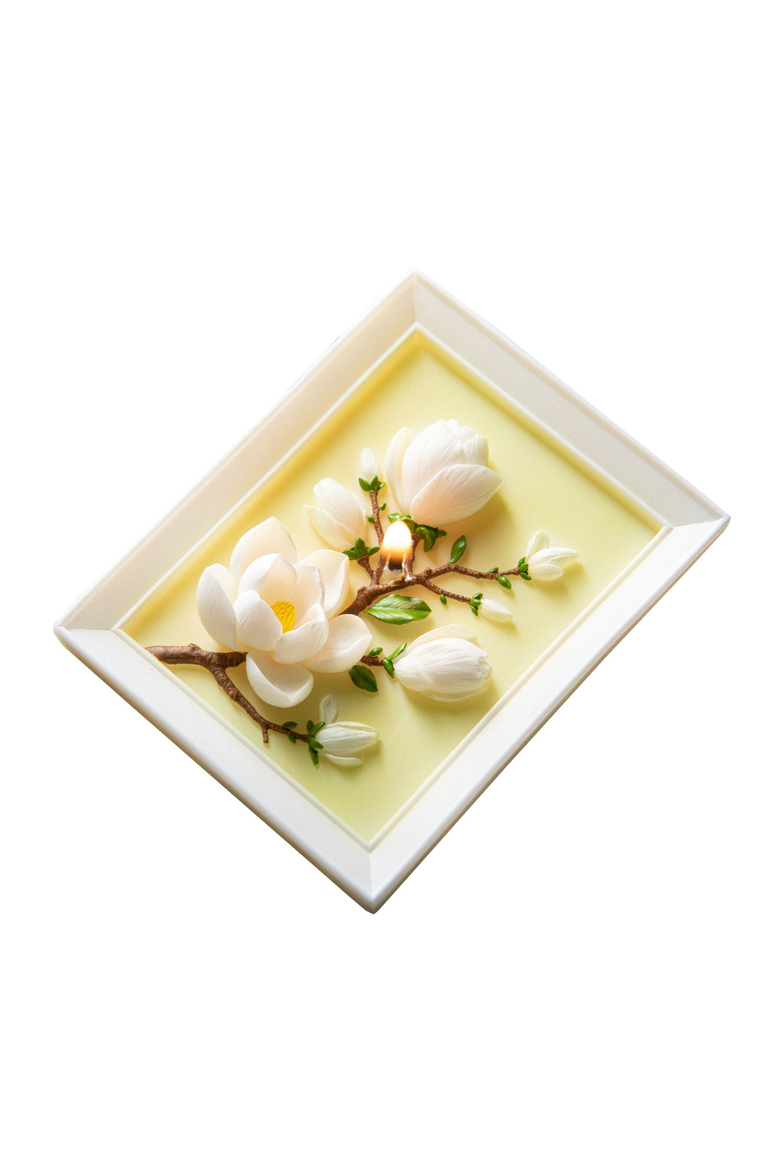 Framed Magnolia Bloom Candle, Main, color, Magnolia Bloom