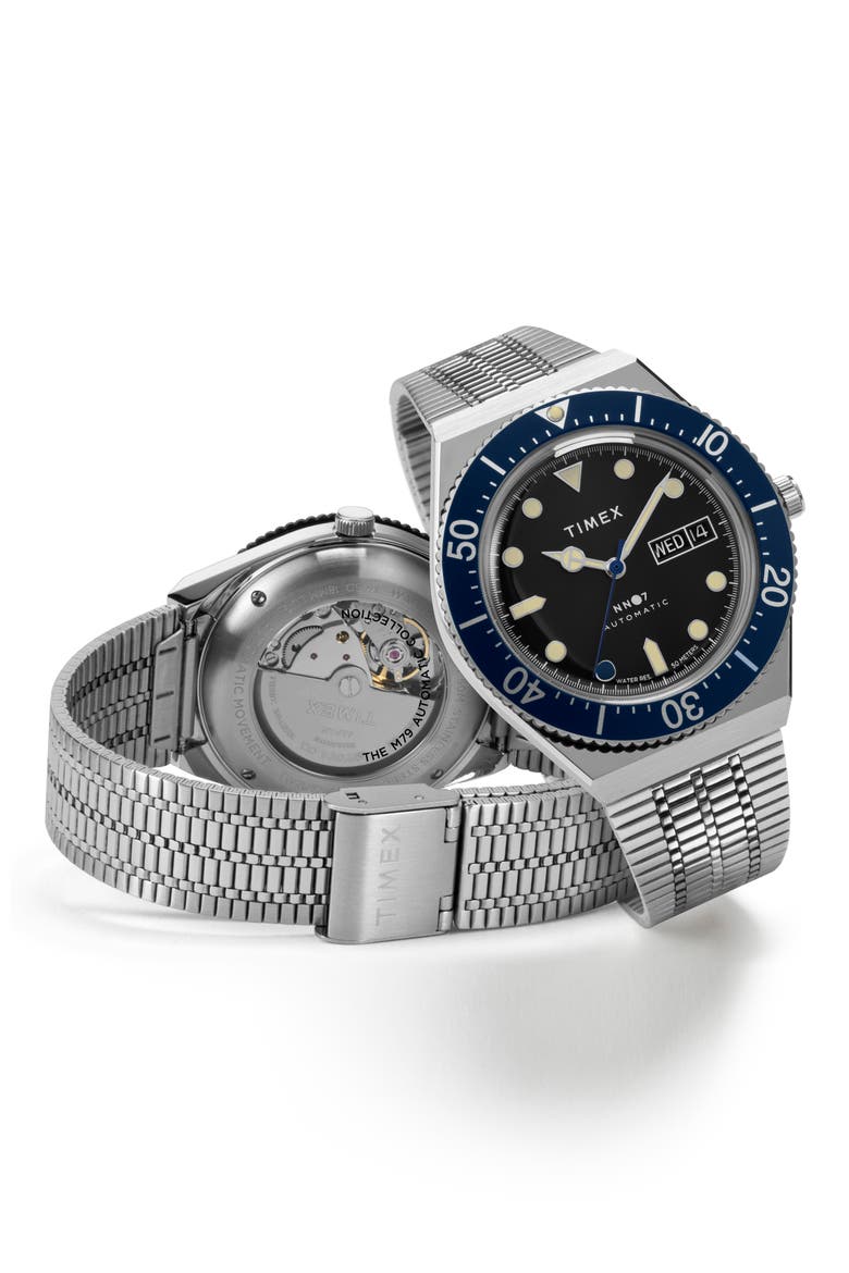 x Timex M79 Limited Edition Automatic Mesh Strap Watch, 40mm, Alternate, color, NAVY BLUE
