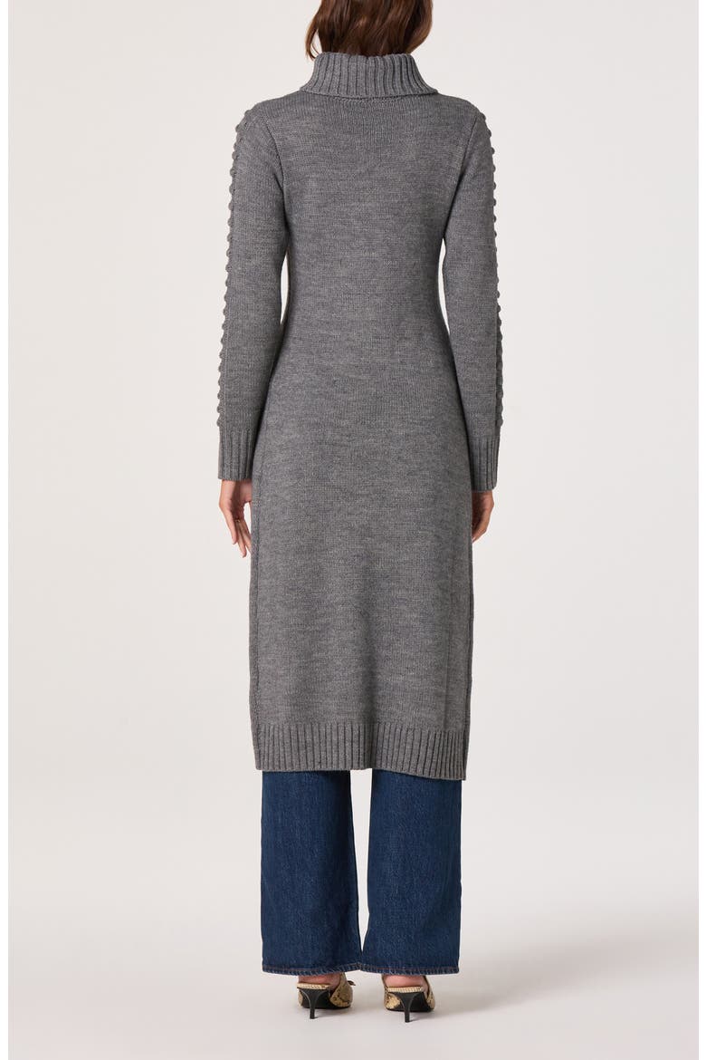 Textured Maxi Turtleneck Sweater, Alternate, color, HEATHER CHARCOAL