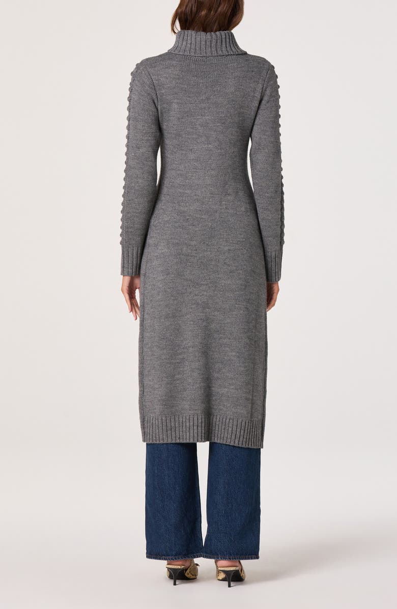 ASTR the Label Textured Maxi Turtleneck Sweater, Alternate, color, Heather Charcoal
