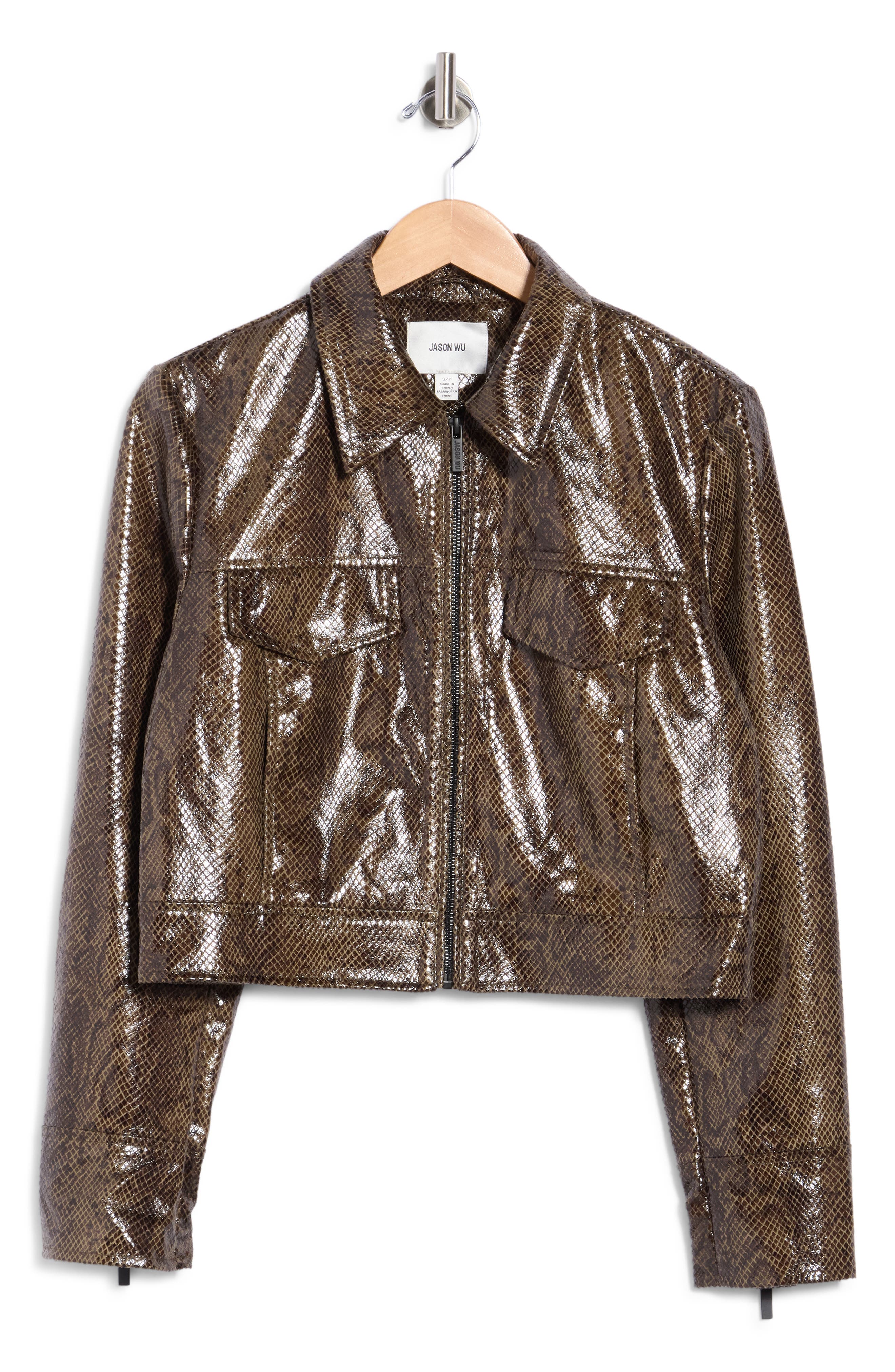 Faux Leather Full Zip Jacket
