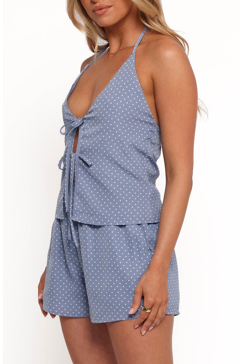 Beau Tie Front Halter Top & Shorts Set, Alternate, color, BLUE DOT