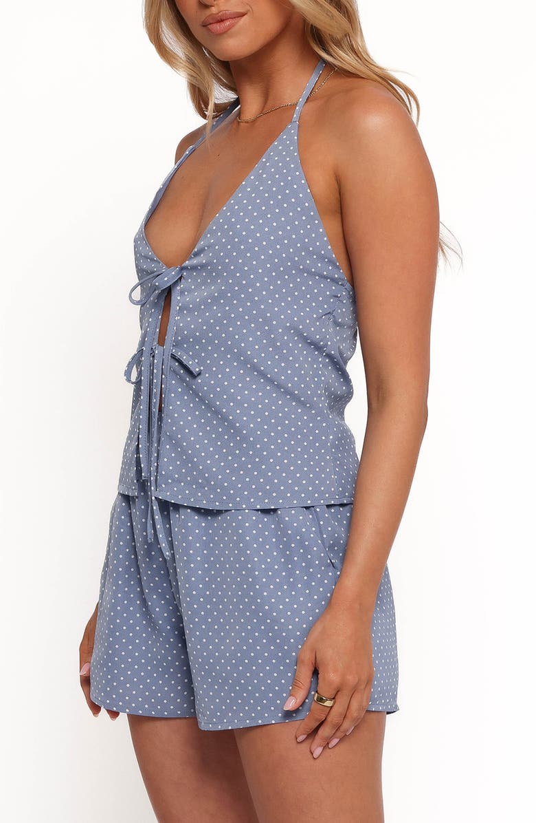 Petal & Pup Beau Tie Front Halter Top & Shorts Set, Alternate, color, Blue Dot
