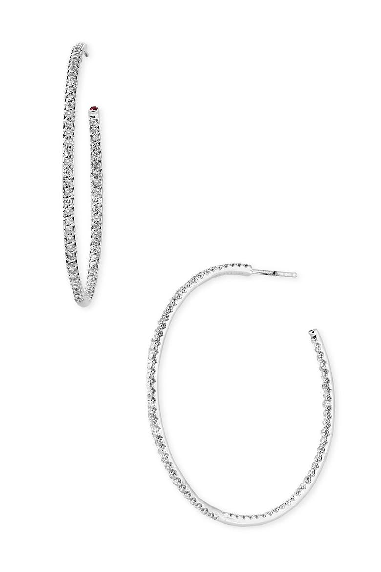Extra Large Diamond Hoop Earrings, Main, color, WHITE GOLD