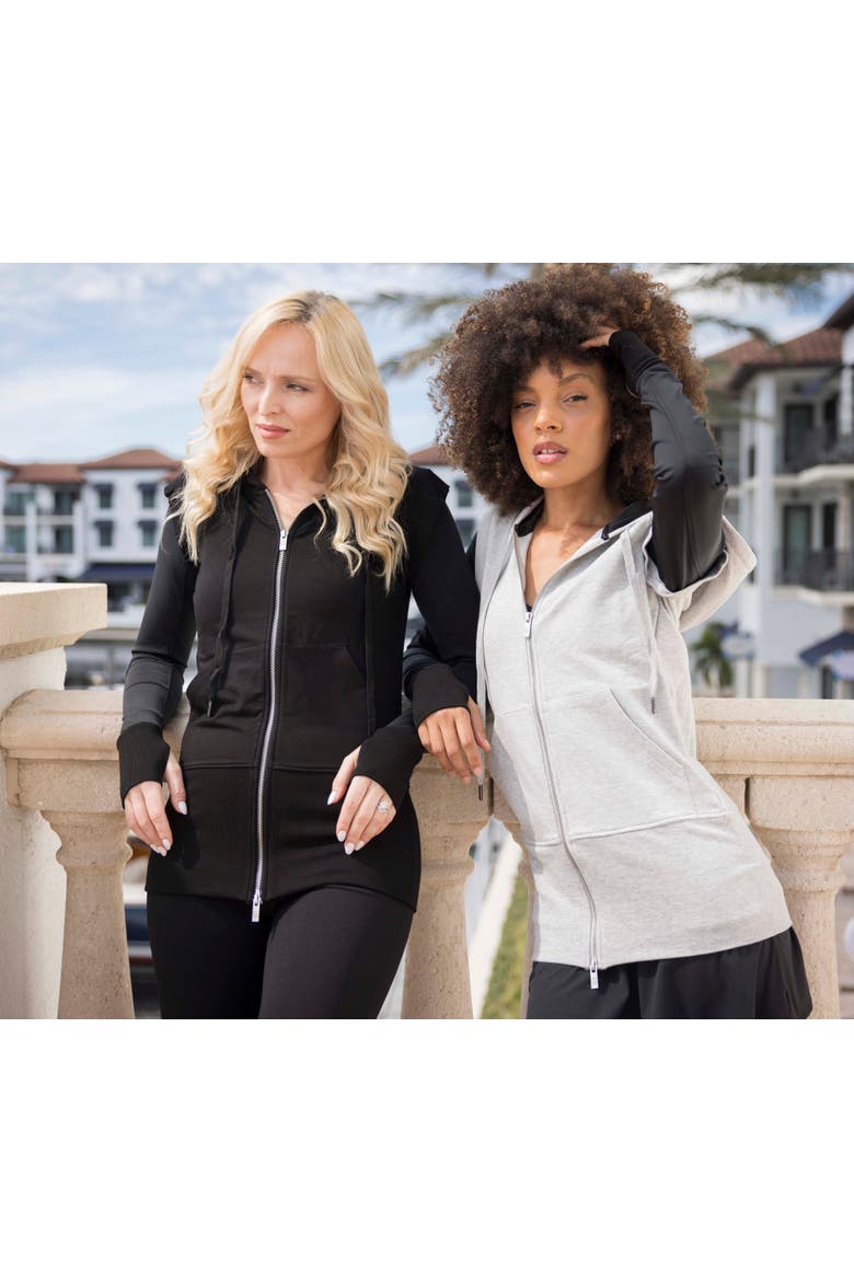 Com-pressi-on Me Hybrid Hoodie, Alternate, color, Grey/black Combo