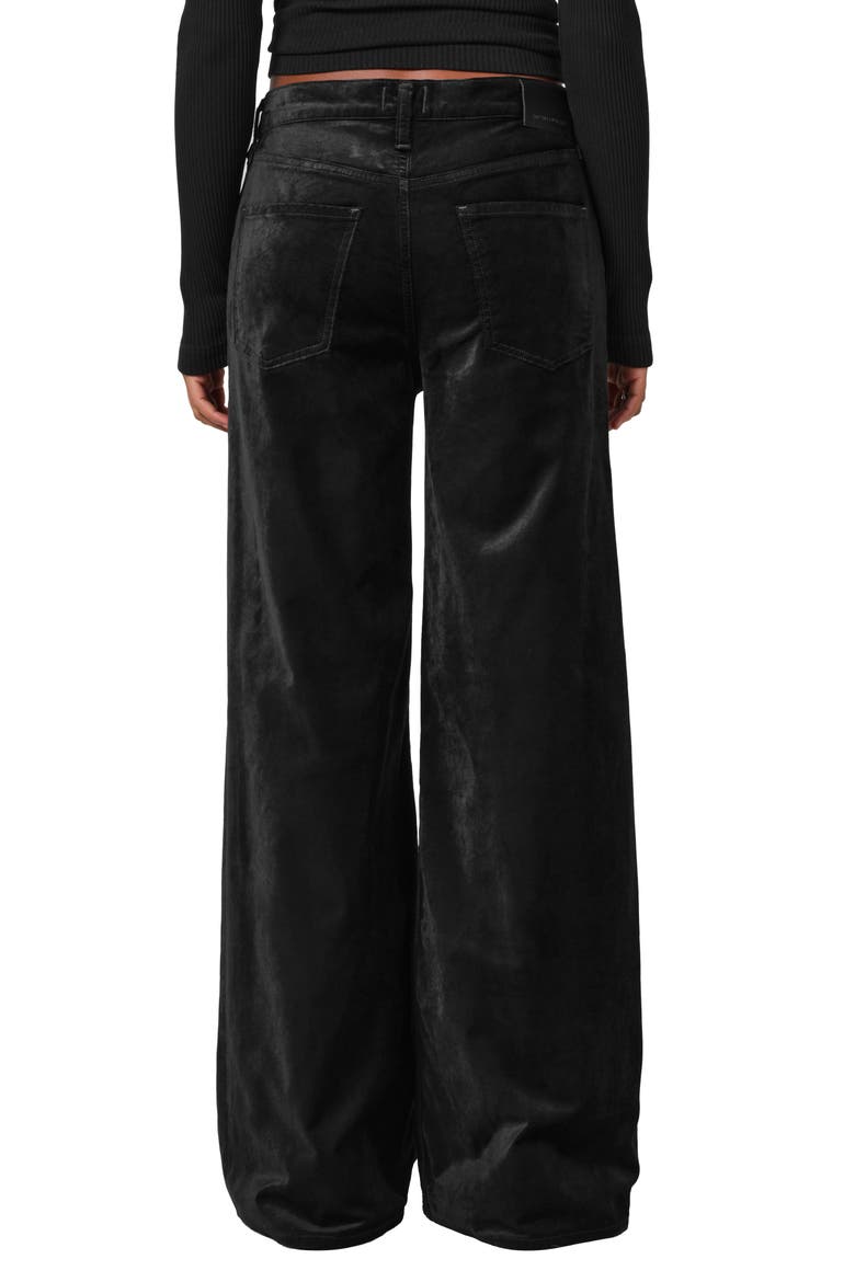 Loli Mid Rise Baggy Velvet Jeans, Alternate, color, BLACK