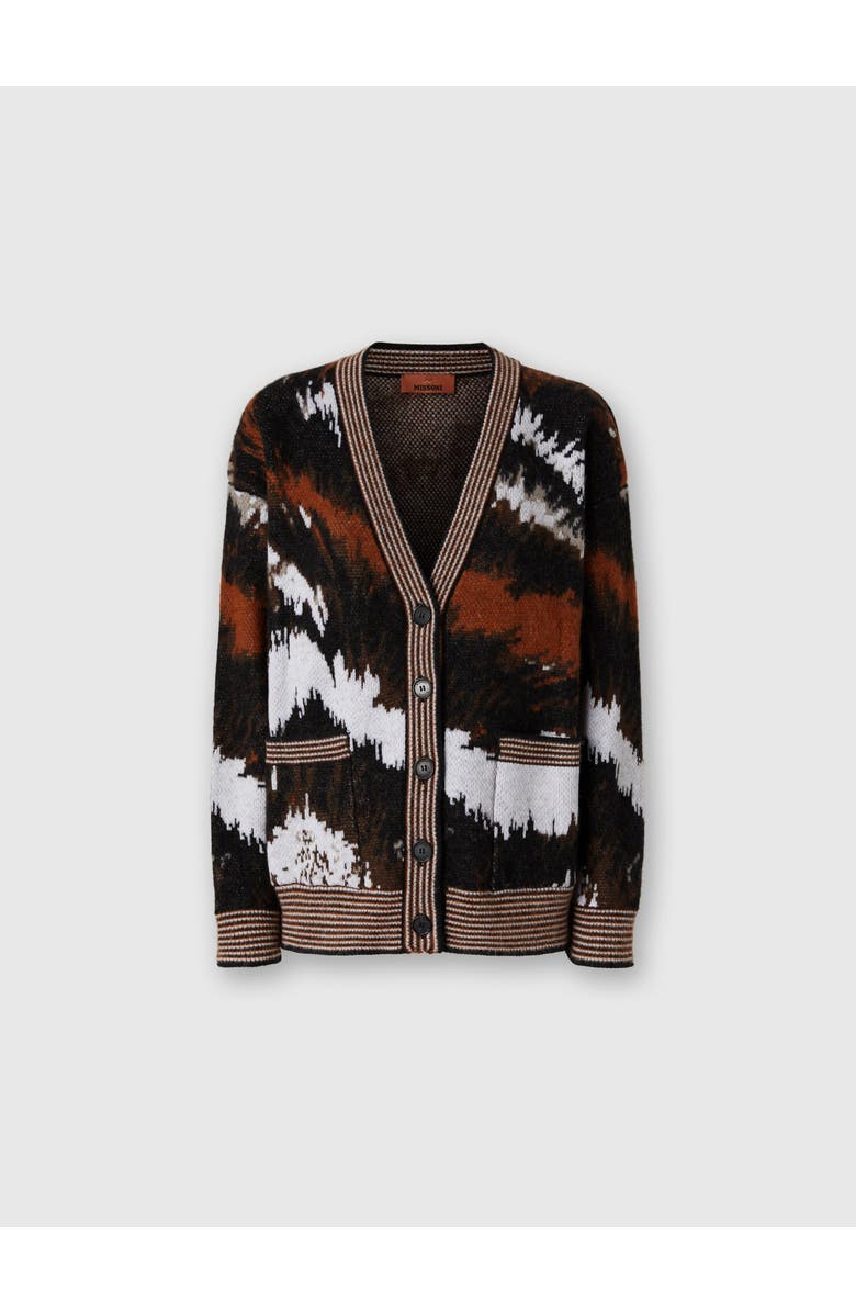 Missoni Oversized Cardigan In Tiger Pattern Knit, Main, color, Rust & Black