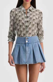 Willa Staceface Button-Up Silk Shirt