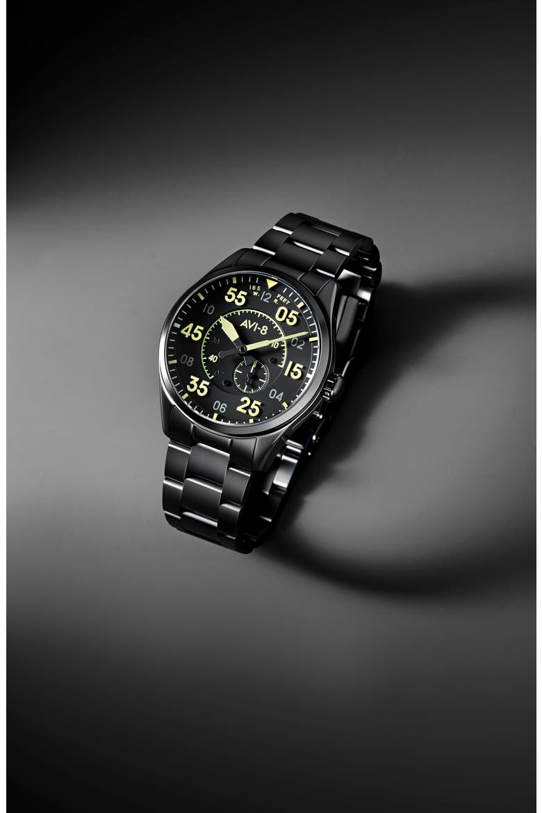 Spitfire Type 300 Eclipse Automatic Bracelet Watch, 42mm, Alternate, color, BLACK/ BLACK