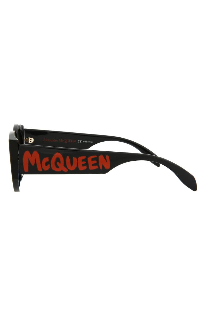 McQueen 54mm Round Sunglasses, Alternate, color, Black Black Grey